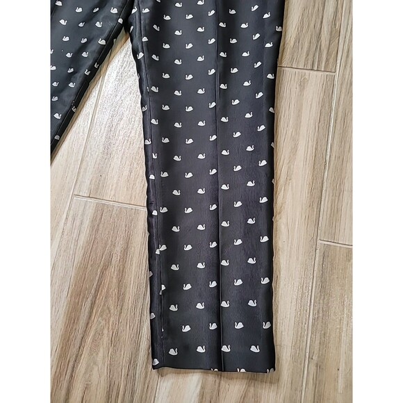 RSVP By Talbots Pants Women 14 Black Allover Swan Print Dress High-Rise Straight - Picture 4 of 15